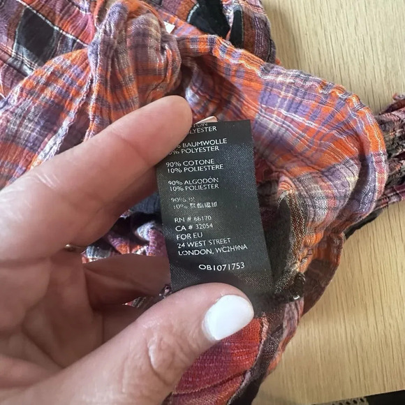 We The Free /Free People Size Small Washed Pop First Bloom Plaid Top Shirt 1346 - Picture 13 of 13